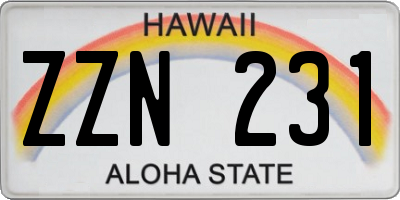 HI license plate ZZN231