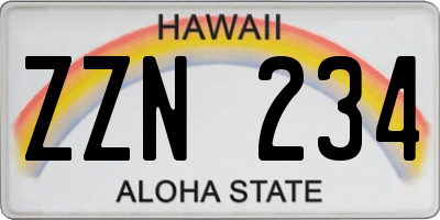 HI license plate ZZN234