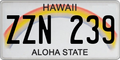 HI license plate ZZN239