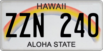 HI license plate ZZN240