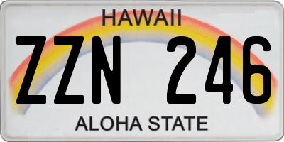 HI license plate ZZN246