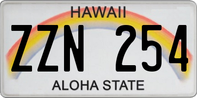 HI license plate ZZN254