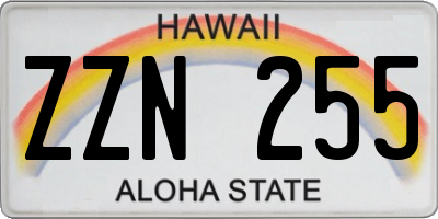 HI license plate ZZN255