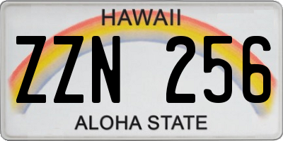 HI license plate ZZN256