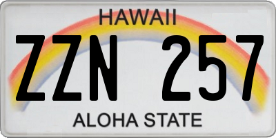 HI license plate ZZN257