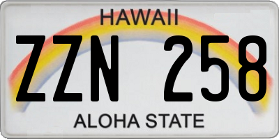 HI license plate ZZN258