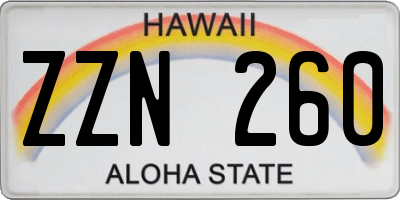 HI license plate ZZN260