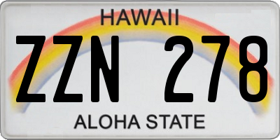 HI license plate ZZN278