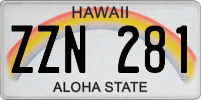 HI license plate ZZN281