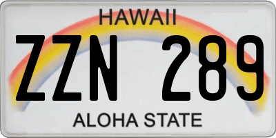 HI license plate ZZN289