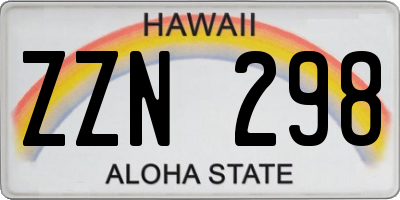 HI license plate ZZN298