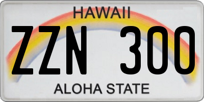 HI license plate ZZN300