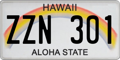 HI license plate ZZN301