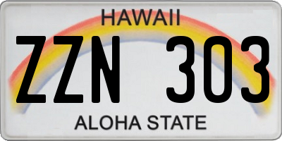 HI license plate ZZN303