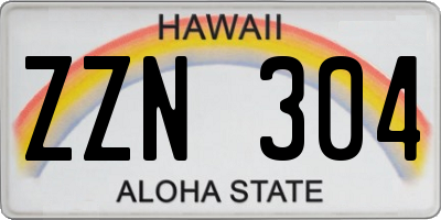 HI license plate ZZN304