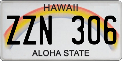 HI license plate ZZN306