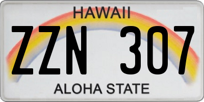 HI license plate ZZN307