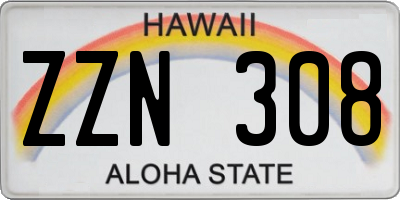 HI license plate ZZN308