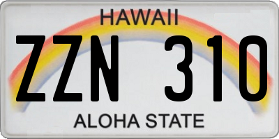 HI license plate ZZN310