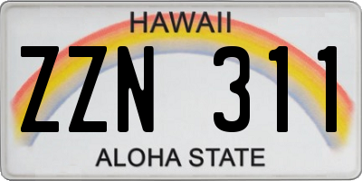 HI license plate ZZN311