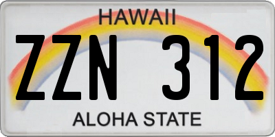 HI license plate ZZN312