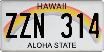 HI license plate ZZN314