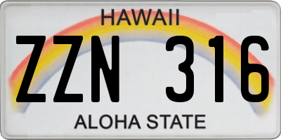 HI license plate ZZN316