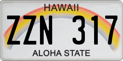 HI license plate ZZN317