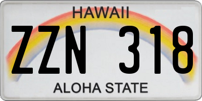 HI license plate ZZN318