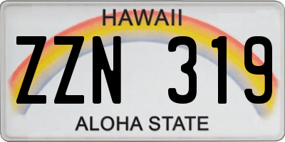 HI license plate ZZN319