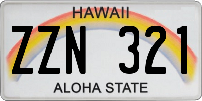 HI license plate ZZN321