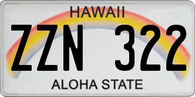 HI license plate ZZN322