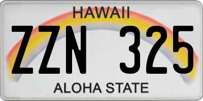 HI license plate ZZN325