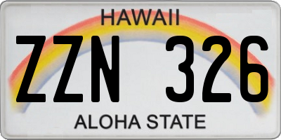 HI license plate ZZN326