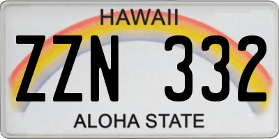 HI license plate ZZN332