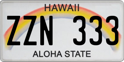 HI license plate ZZN333