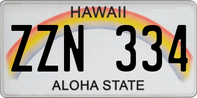 HI license plate ZZN334