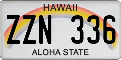 HI license plate ZZN336