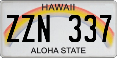 HI license plate ZZN337