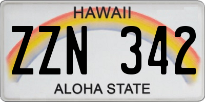 HI license plate ZZN342