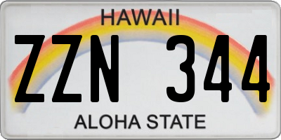 HI license plate ZZN344