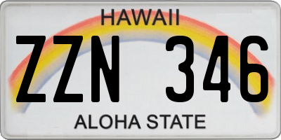 HI license plate ZZN346