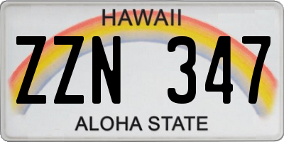 HI license plate ZZN347