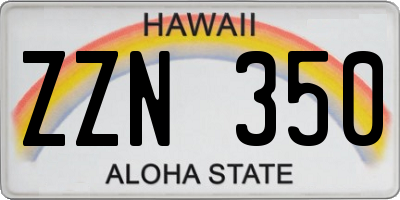 HI license plate ZZN350