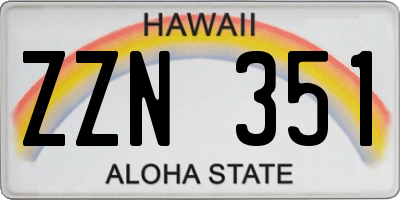 HI license plate ZZN351