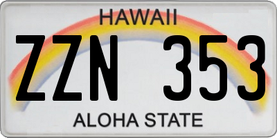 HI license plate ZZN353