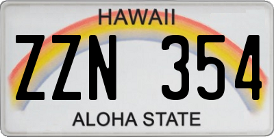 HI license plate ZZN354