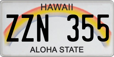 HI license plate ZZN355