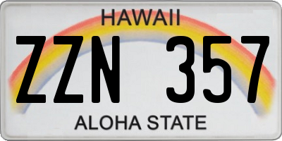 HI license plate ZZN357