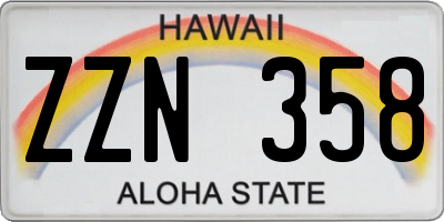 HI license plate ZZN358